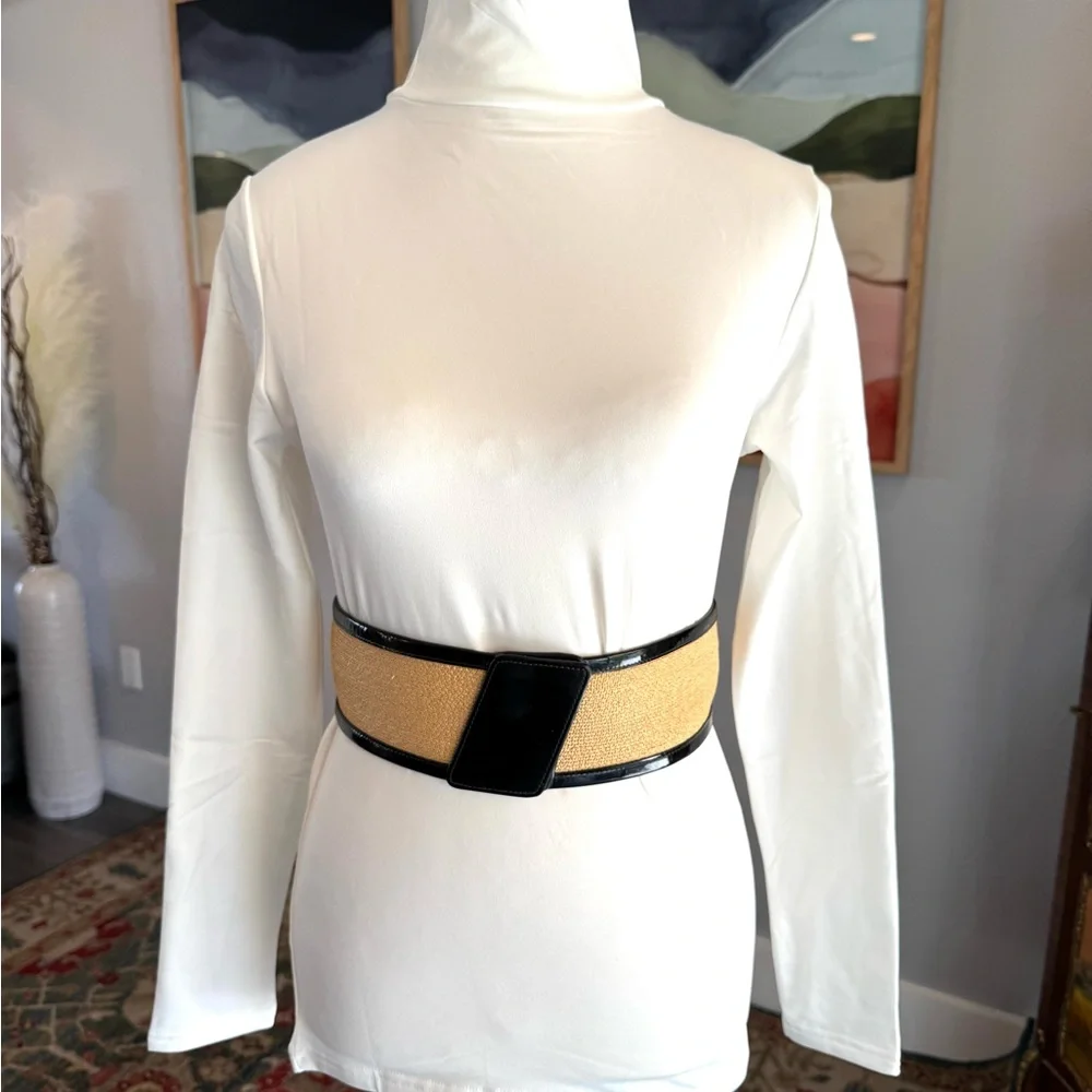 Vintage Anne Klein Black and Tan Wide Belt